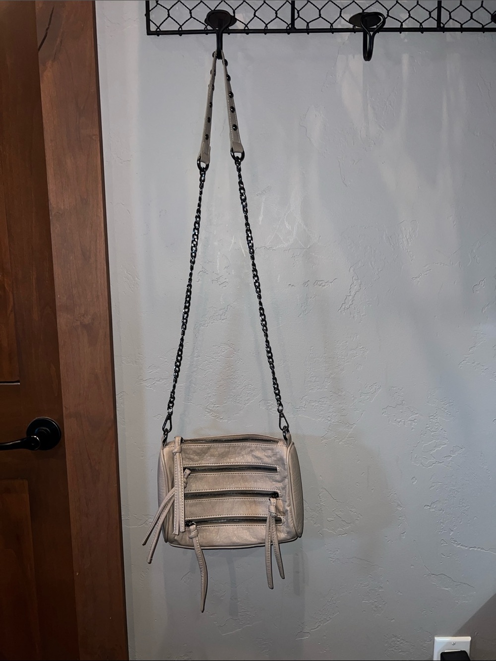 Revolution-Crossbody Purse w/ Gunmetal Finish-Taupe